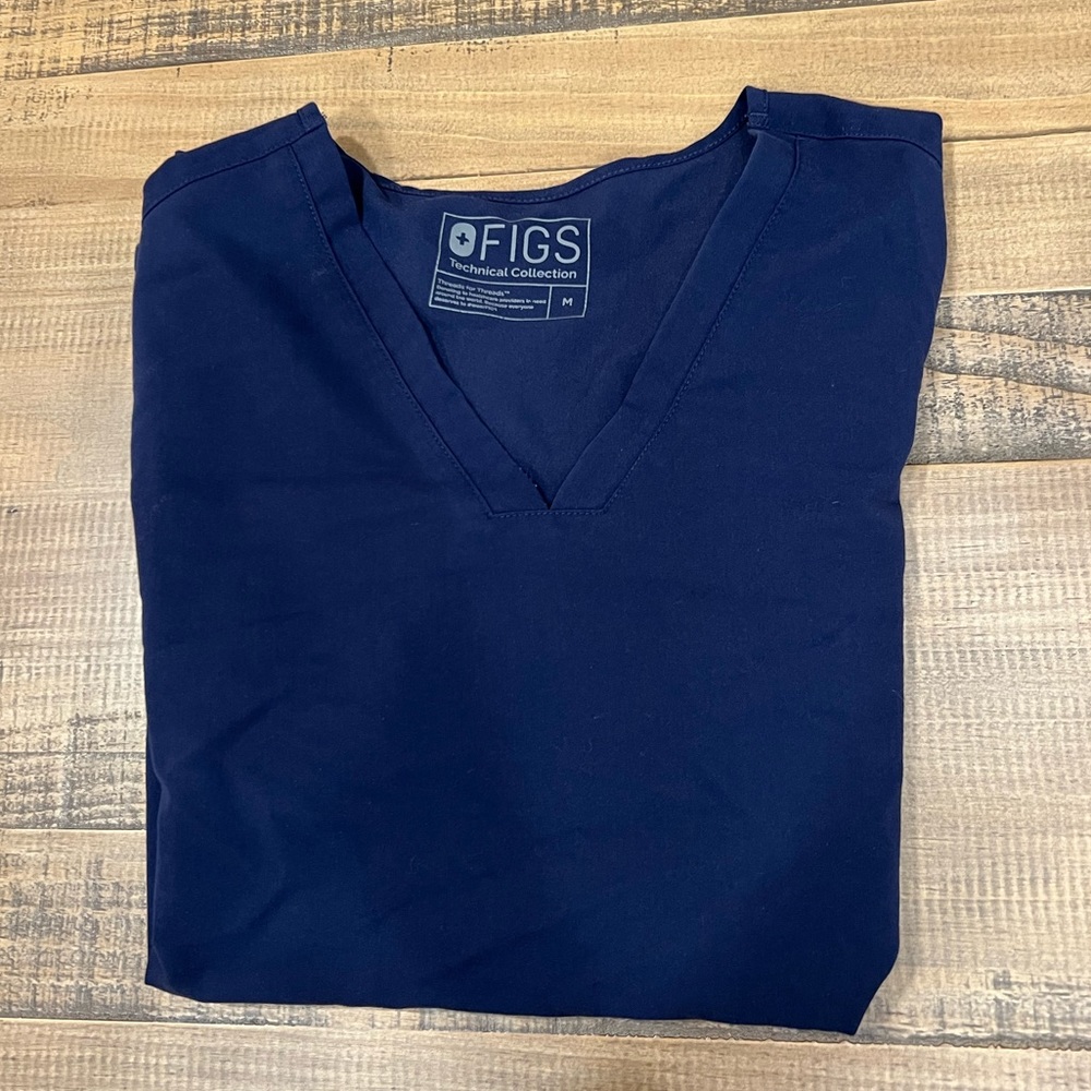Figs Womens Scrub Top Navy Blue Size Medium
